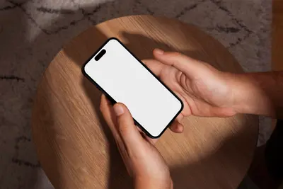 hand-held phone mockup template