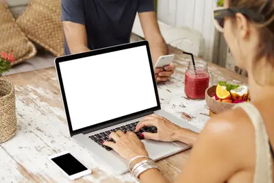 cafe laptop mockup template